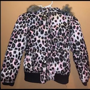 Justice pink cheetah soft jacket size 6/7